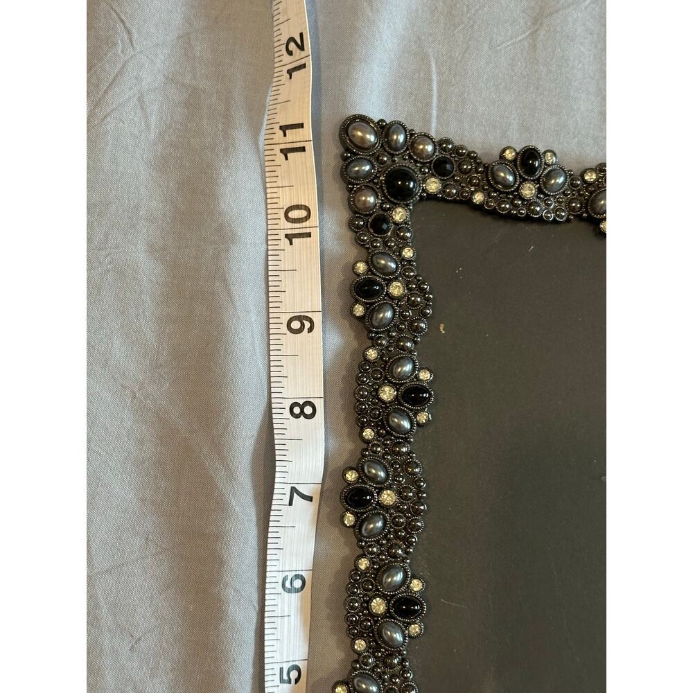 Jeweled 8x10 Photo Frame Whimsygoth Gothic Black Pearl Rhinestone Vanity Frame - Picture 4 of 5